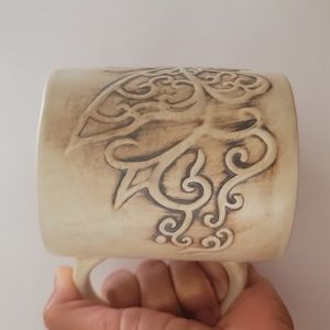 2 Ron Fukuda Ceramic Mugs, Embossed Abstract Butterfly, JD Brothers Trading